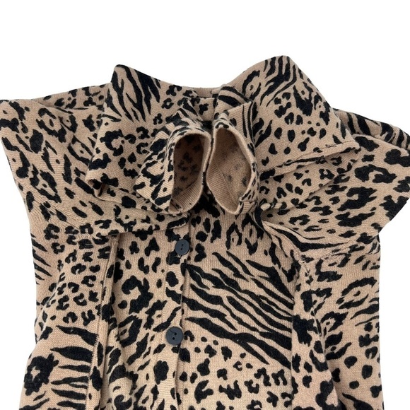 Nina Leonard Cheeta Print Cardigan Sweater Size S Lambswool Blend Lightweight - Picture 14 of 15